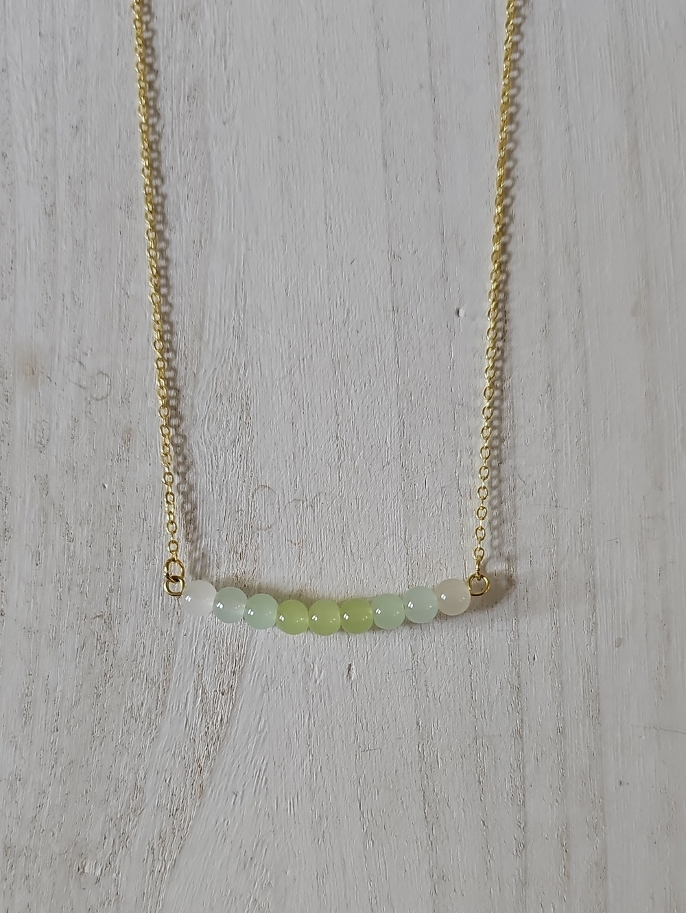 Gold Chain Necklace with Pastel Green Beads